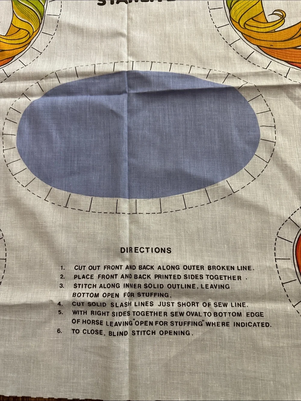 Rainbow Brite Starlite Horse Pillow Sewing Pattern Panel 1983 Cartoon Vintage
